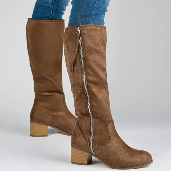 Journee Womens Sanora Stacked Heel Riding Boots (WIDE CALF) - Picture 1 of 4